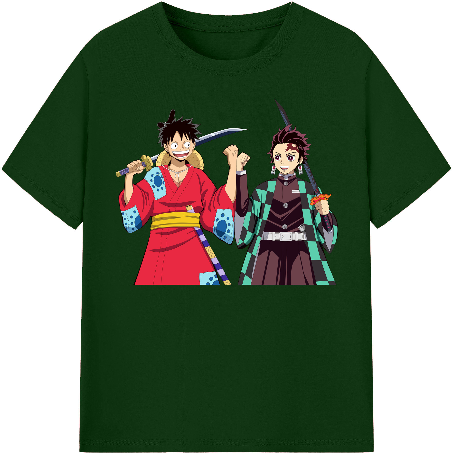 （画像用） 鬼滅の刃 竈門 炭治郎／かまど たんじろう Kamado Tanjirou 綿100％半袖Tシャツ（フロントプリント）
